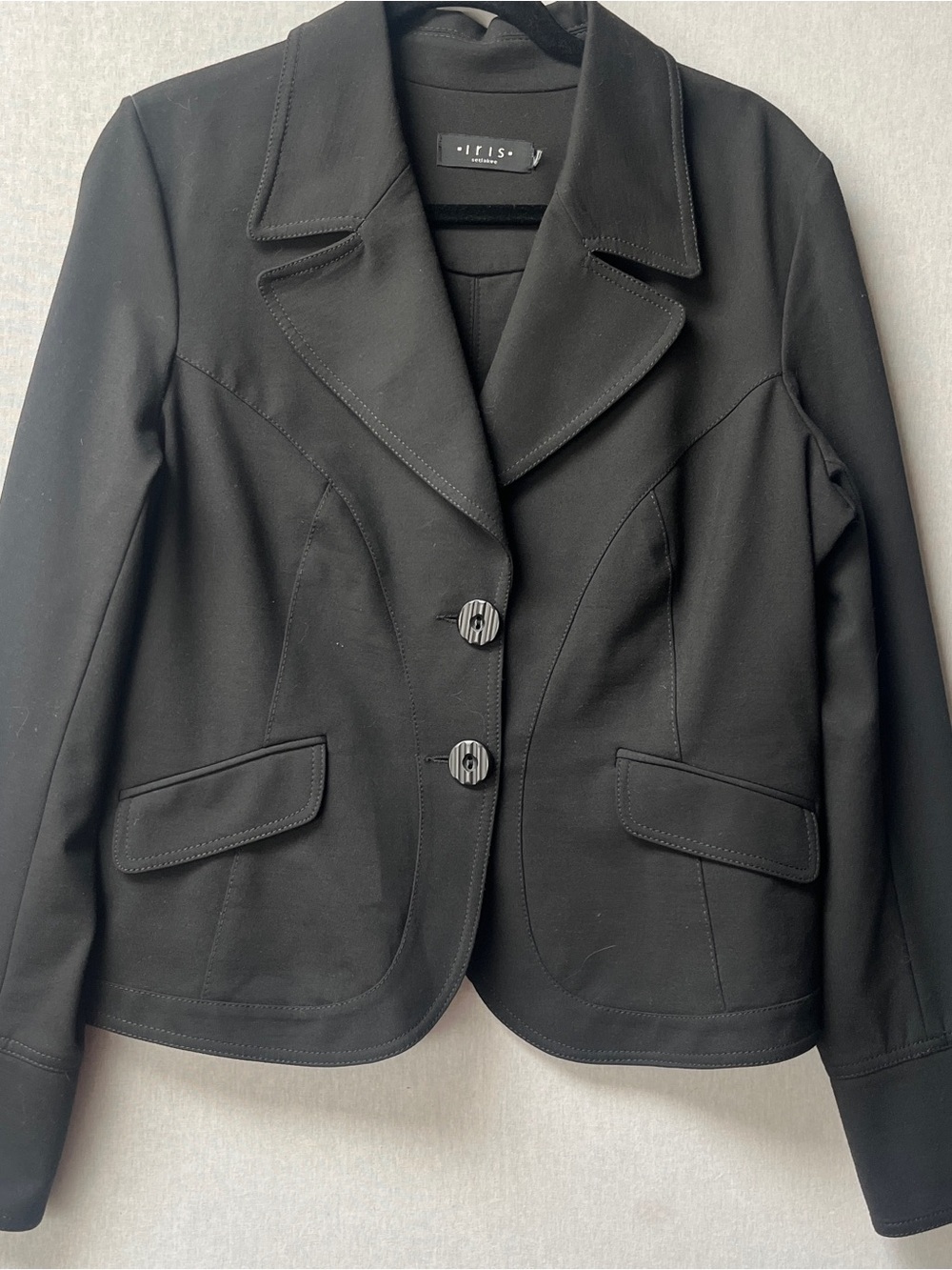 Iris Black Fitted Two Button Corporate Tailored Blazer Jacket M